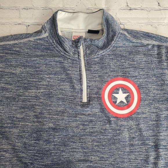 Marvel Youth Large 42-44 Blue Long Sleeve 1/4 Zip Pullover Lightweight Sweater - Picture 1 of 10